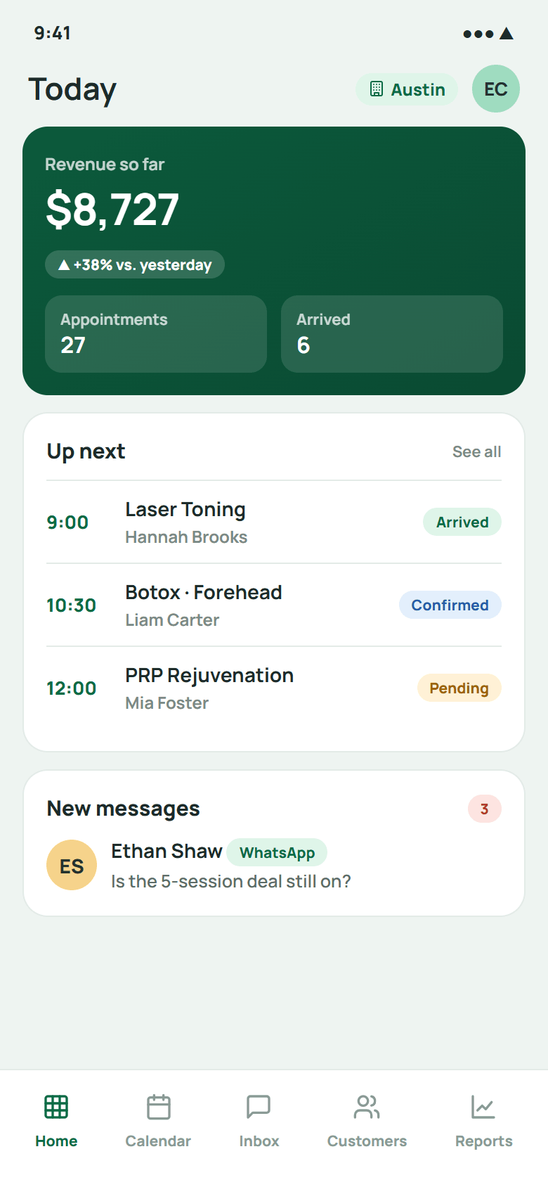 Qub-X CRM simple report inside a phone frame